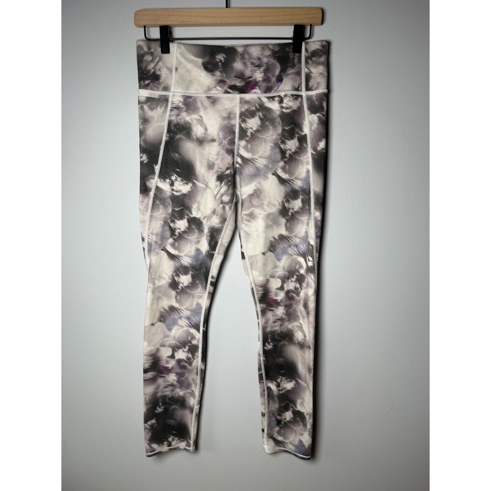 Athleta Run Free Winter Garden Floral Legging White Gray Water Color Size Med
